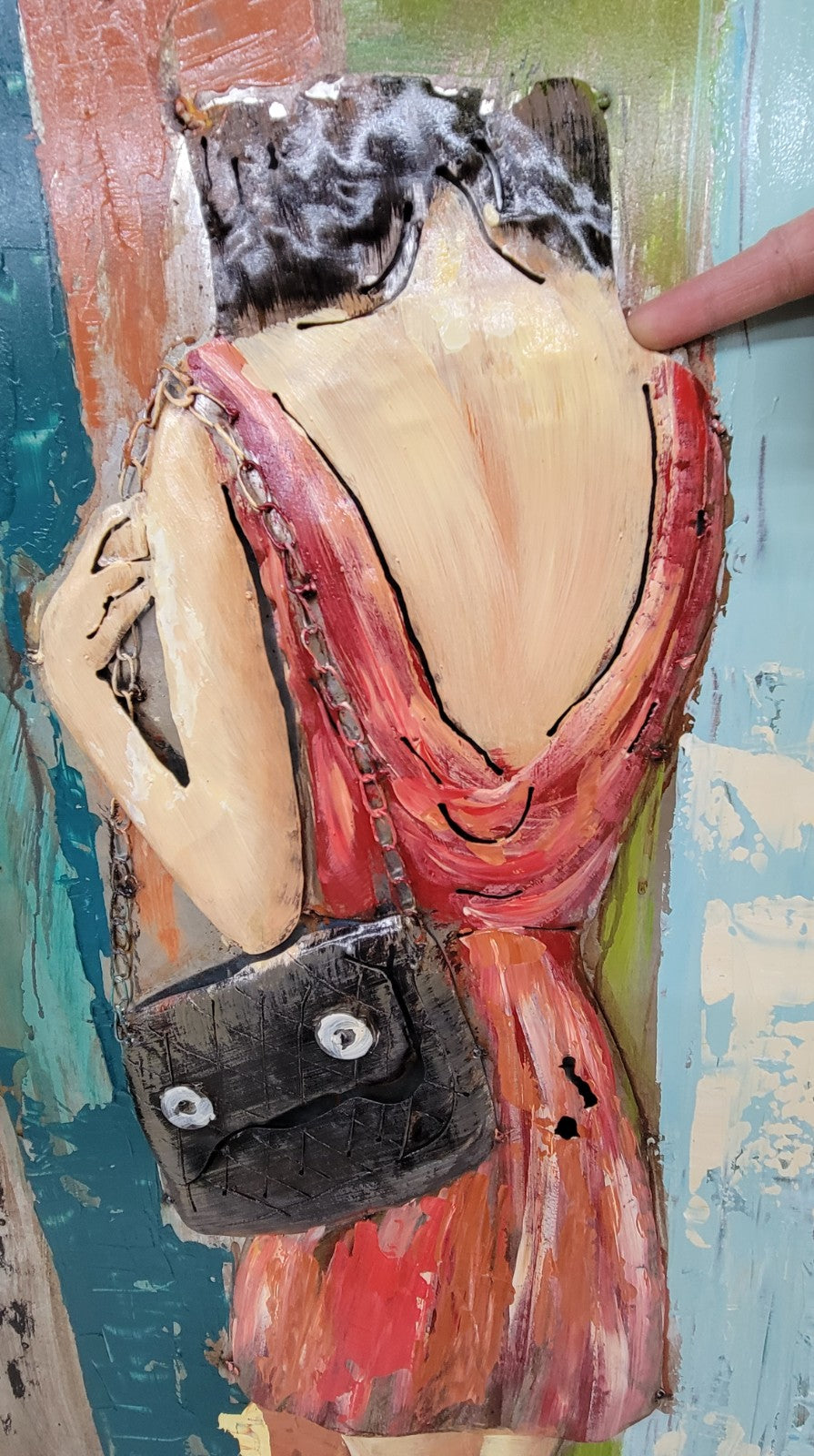 Original Fashion Painting by European Finery Figurative Art on Metal Canvas