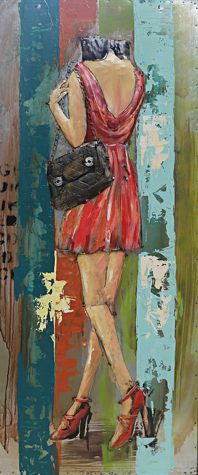 Original Fashion Painting by European Finery Figurative Art on Metal Canvas