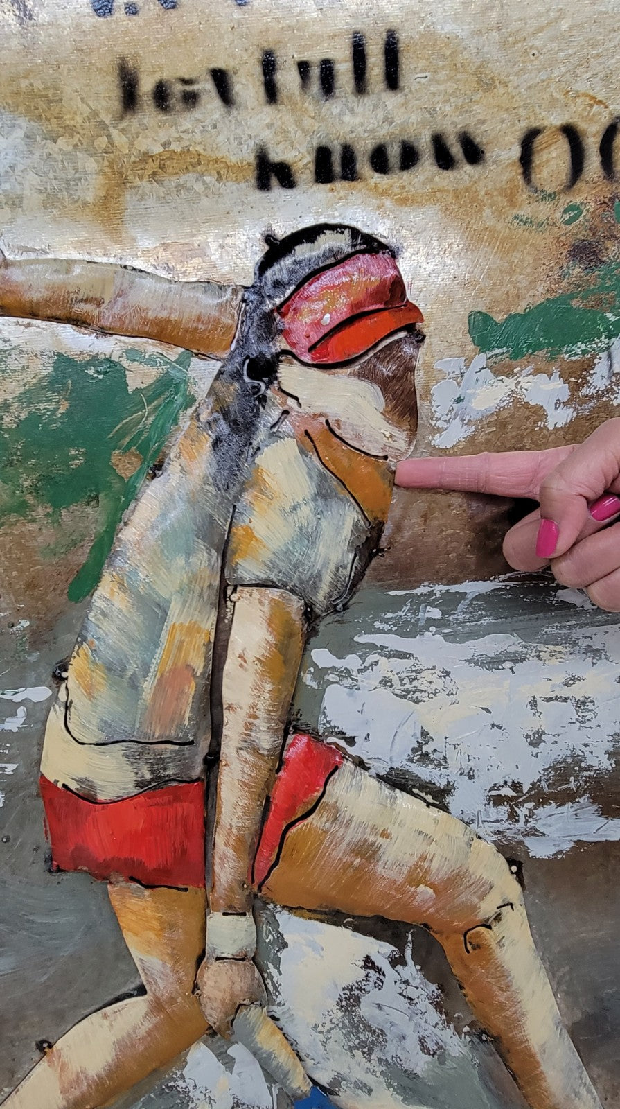 Wall Mount Metal OIL PAINTING OF TENNIS PLAYER IN ACTION 32" X 32" ARTWORK