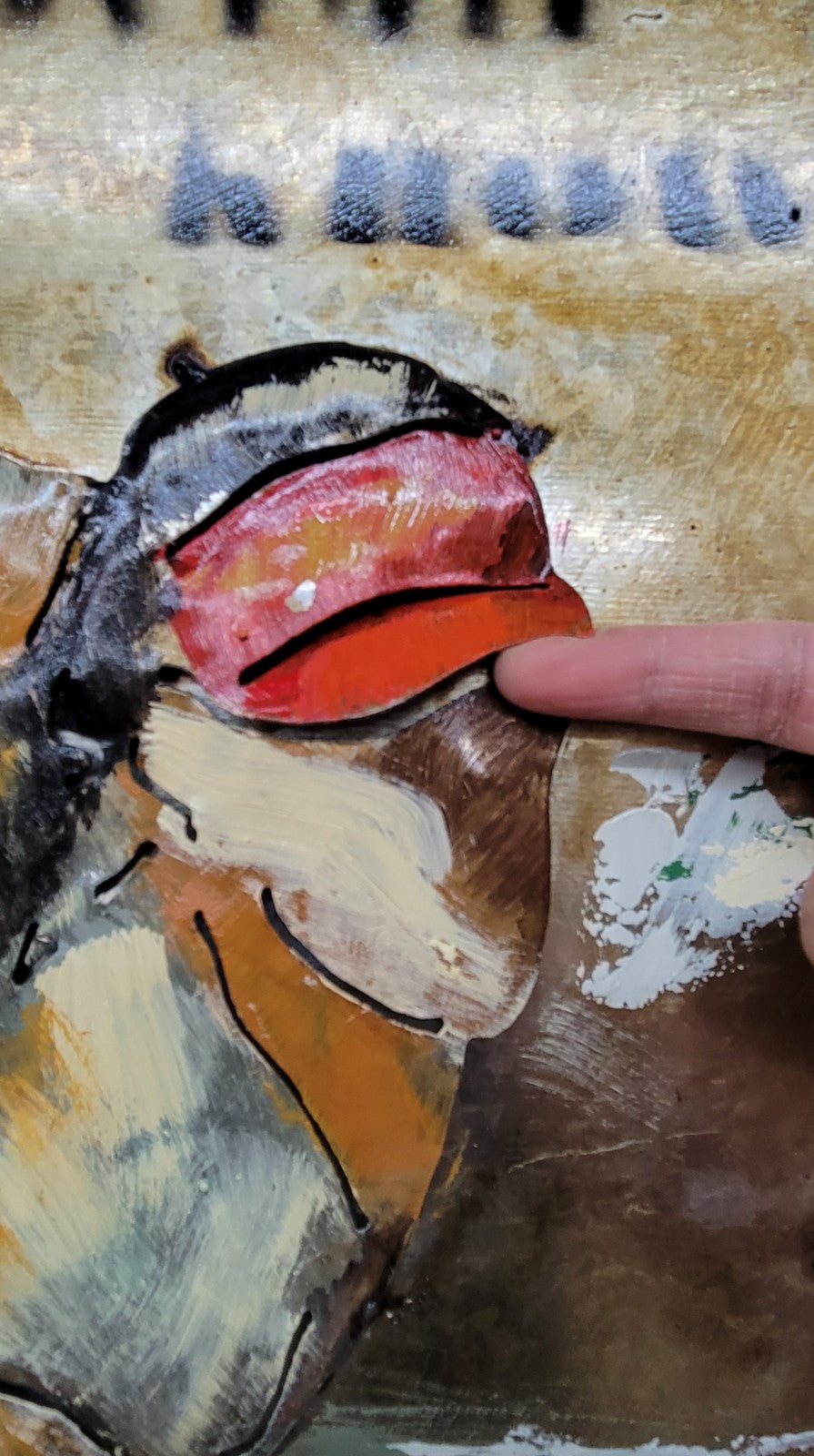 Wall Mount Metal OIL PAINTING OF TENNIS PLAYER IN ACTION 32" X 32" ARTWORK