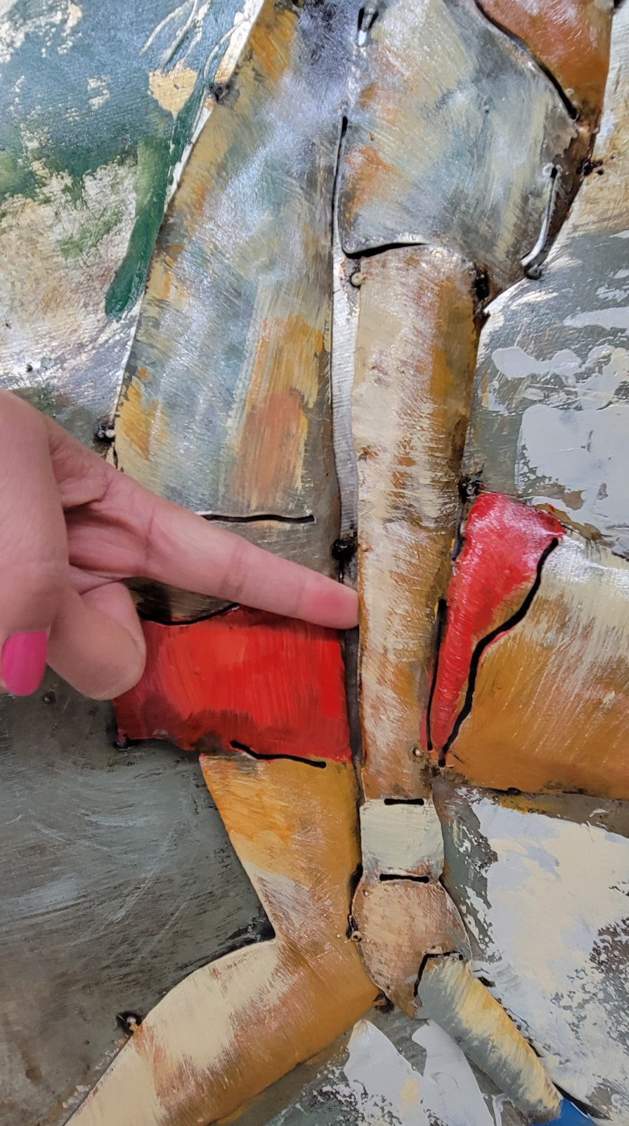 Wall Mount Metal OIL PAINTING OF TENNIS PLAYER IN ACTION 32" X 32" ARTWORK