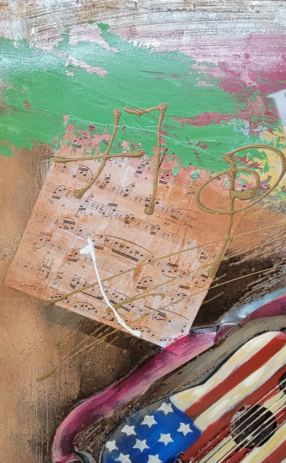 Music Lover 3D Art American Bad Ass Design Handcrafted Wall Decor for Concert Hall