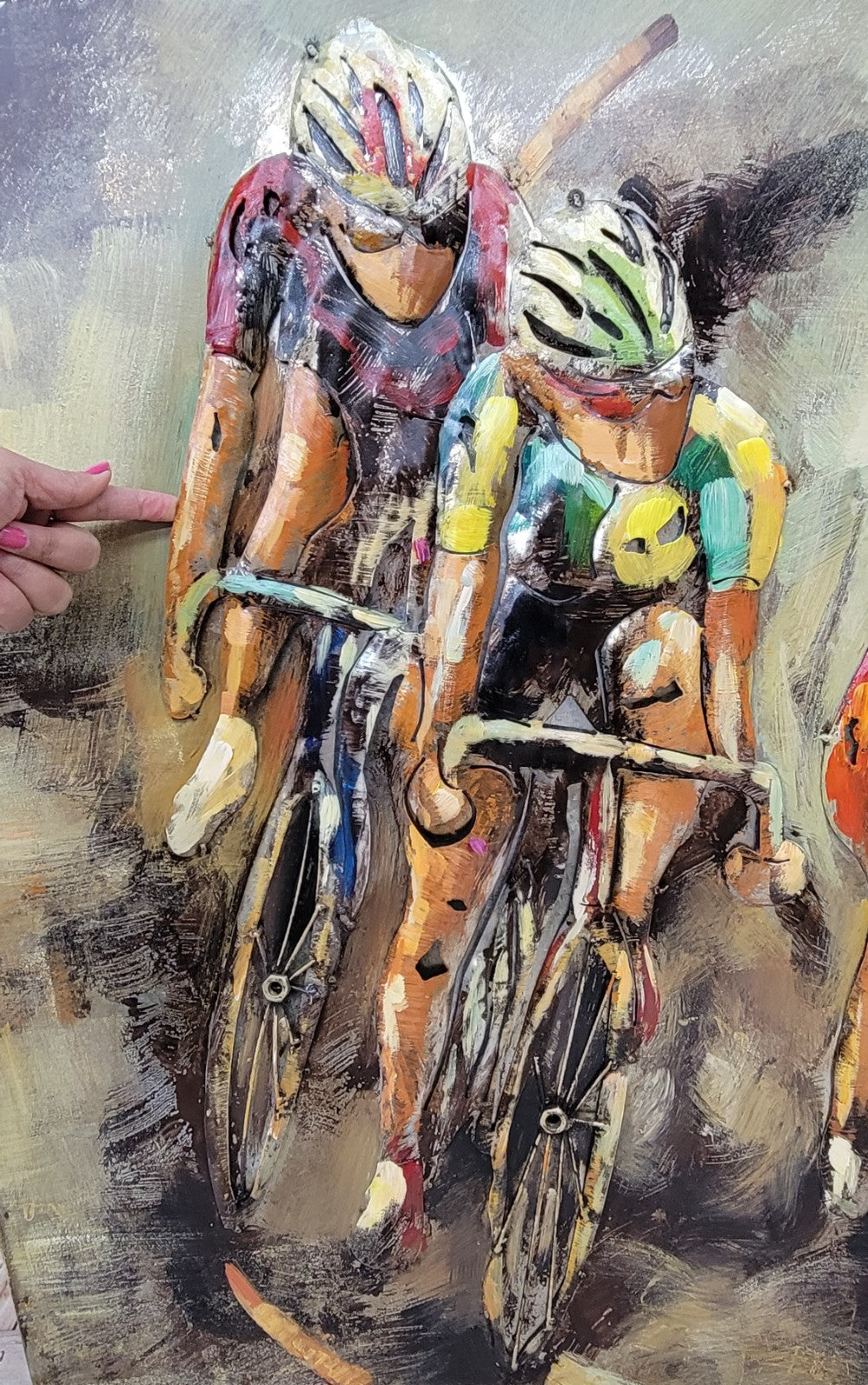 3D METAL PAINTING MULTI COLOR RETRO BICYCLE 80X120CM WALL MOUNT 3-D ART