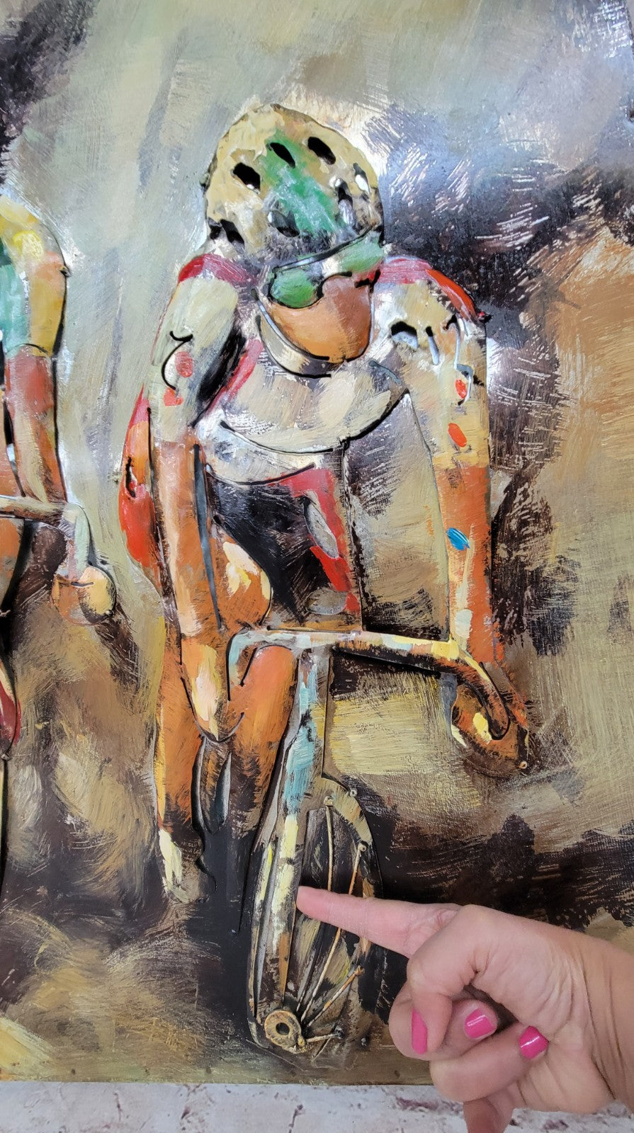 3D METAL PAINTING MULTI COLOR RETRO BICYCLE 80X120CM WALL MOUNT 3-D ART