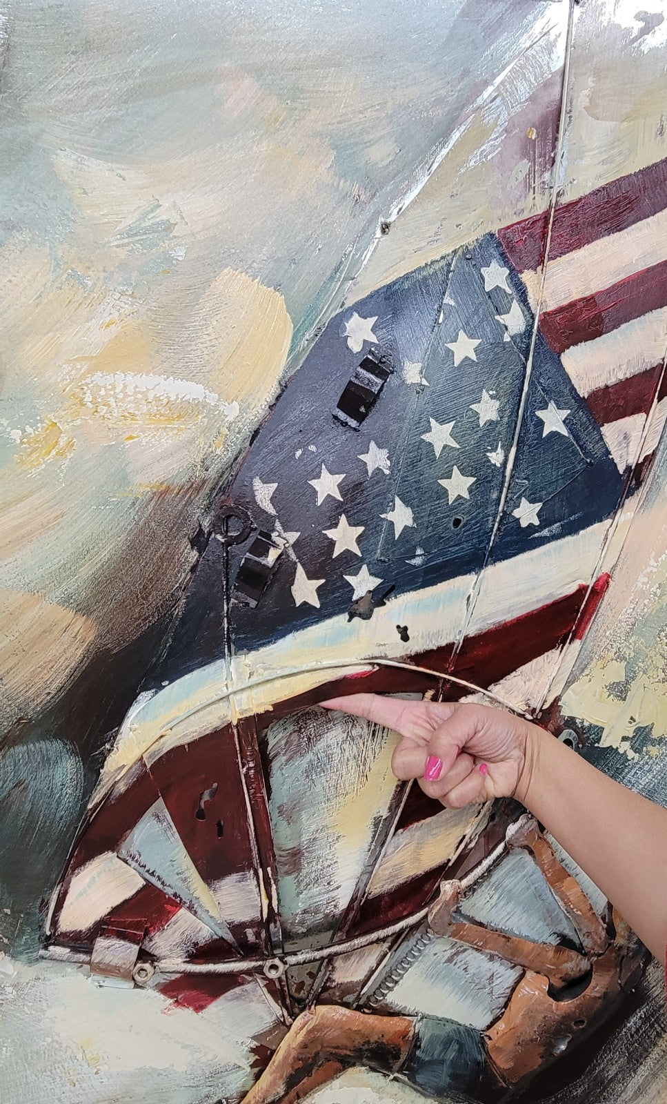 USA Flag Surfer 3D Wall Sculpture Hand Painted Patriotic Artwork for Decoration