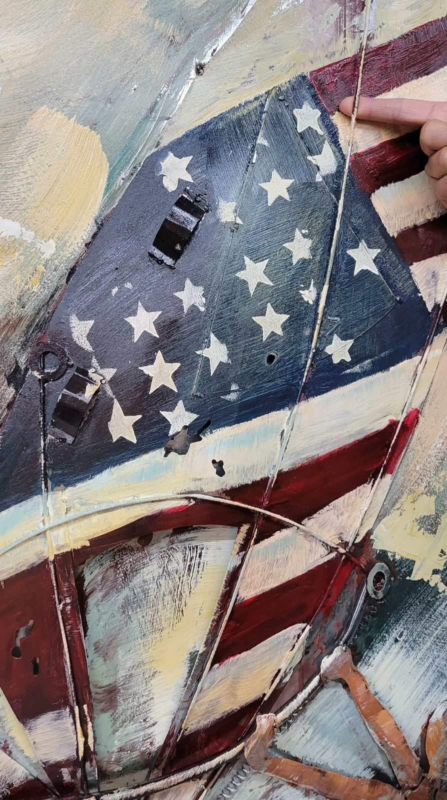 USA Flag Surfer 3D Wall Sculpture Hand Painted Patriotic Artwork for Decoration