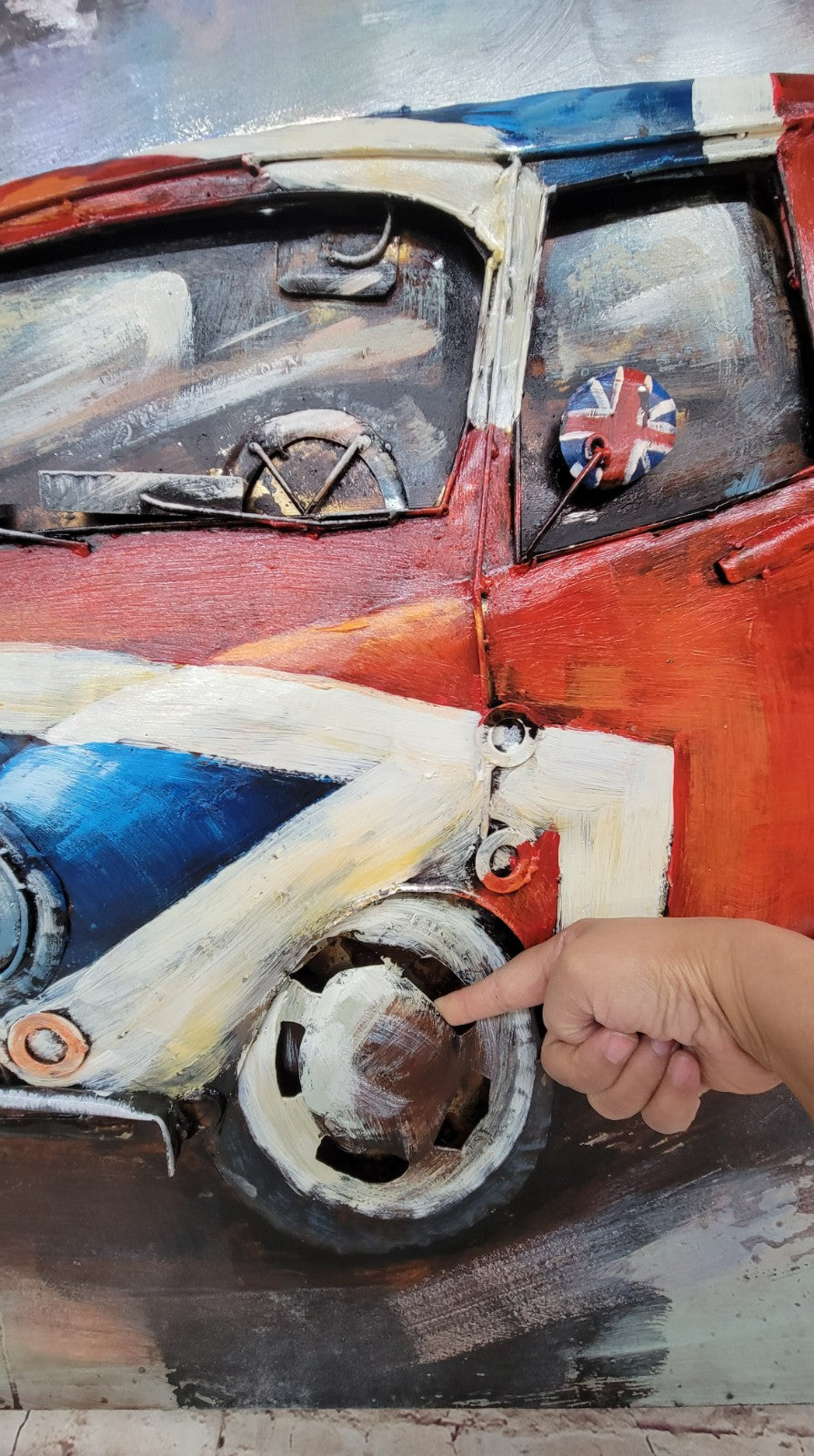 Automobile Mixed Media Iron Hand Painted Wall Décor Easy to Hang 4 Wall