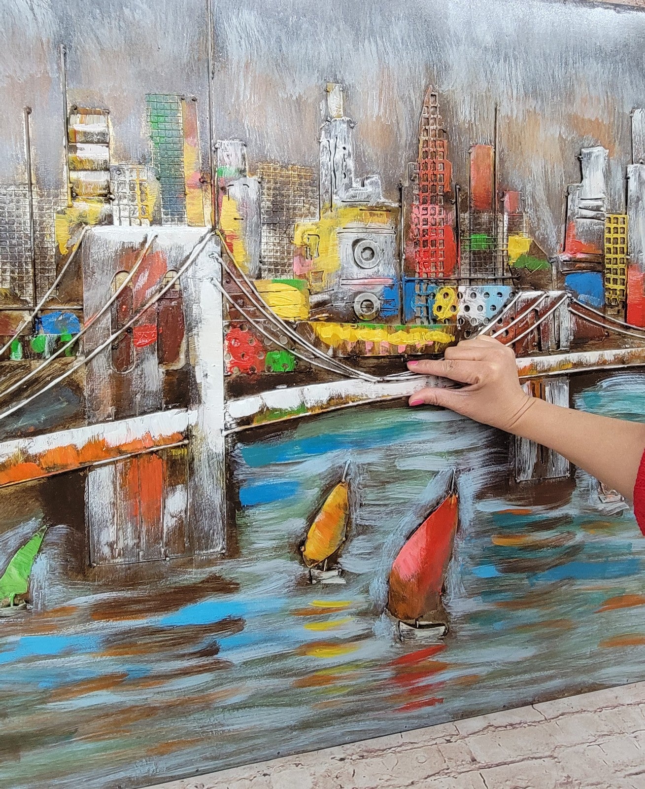 3D Mural Modern Abstract Art Oil Painting New York City Classic Artwork Gift