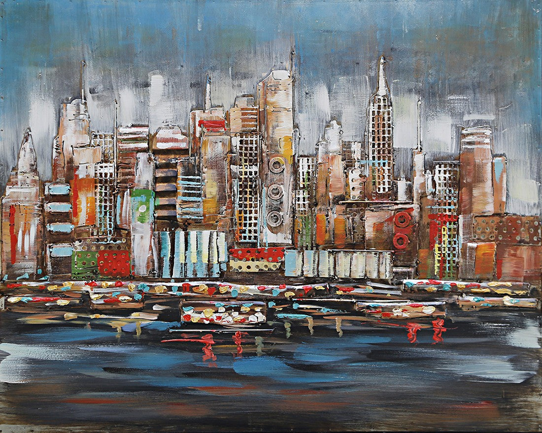 Designart New York City Manhattan Skyscrapers Cityscape Canvas Print - 32" X 40"