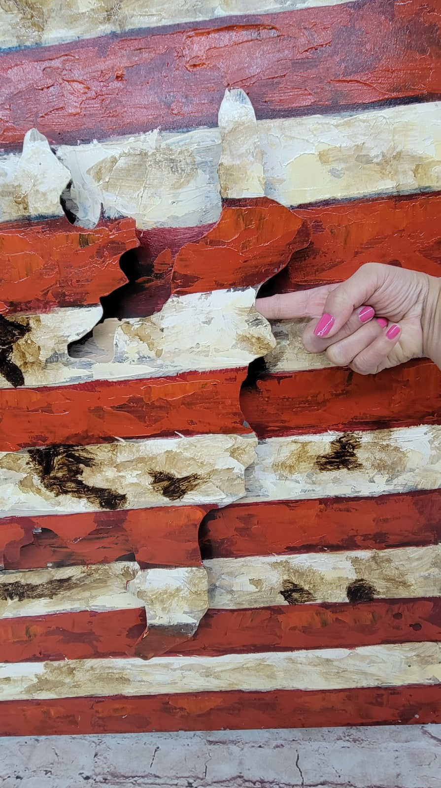 United States Map with American Flag 3-D Wall Mount Painting Artwork