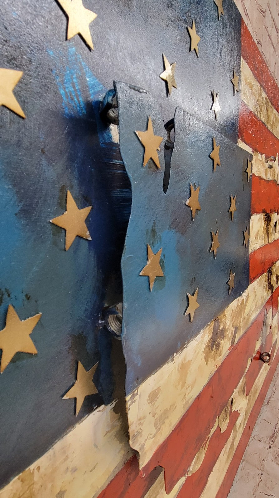 United States Map with American Flag 3-D Wall Mount Painting Artwork