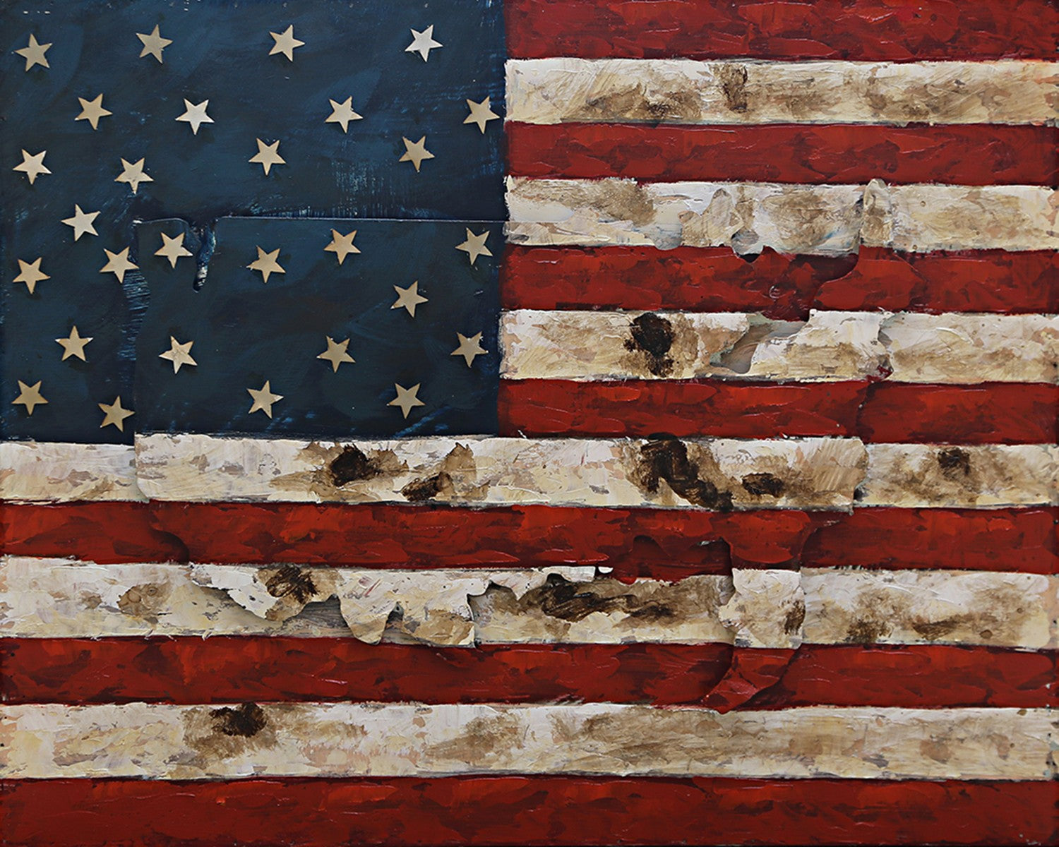 United States Map with American Flag 3-D Wall Mount Painting Artwork