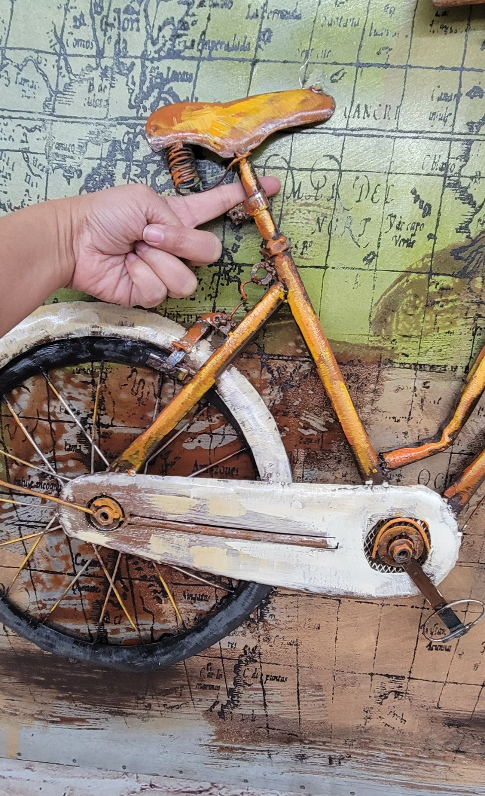 Hot sale 2021 living room decorations petrified wood home decor new innovative 3d bicycle Figurine