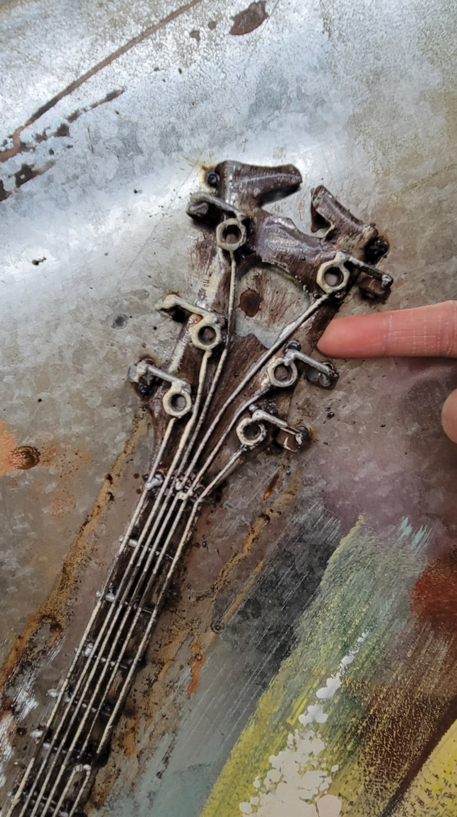 New 3D Metal Guitar Painting, Guitar Music Wall Art Handcrafted Fine Art