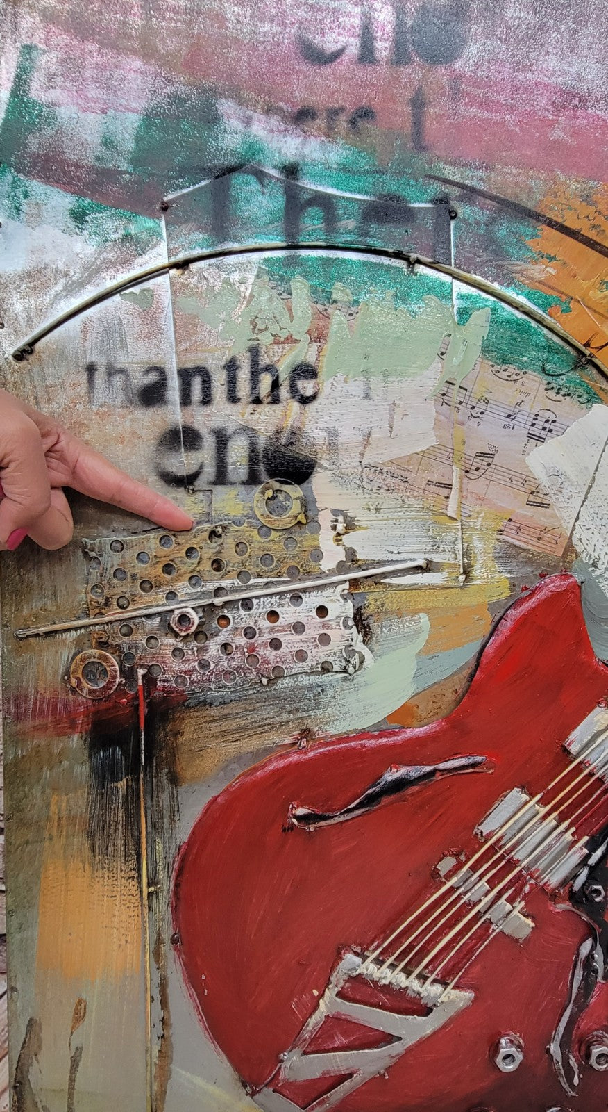 New 3D Metal Guitar Painting, Guitar Music Wall Art Handcrafted Fine Art