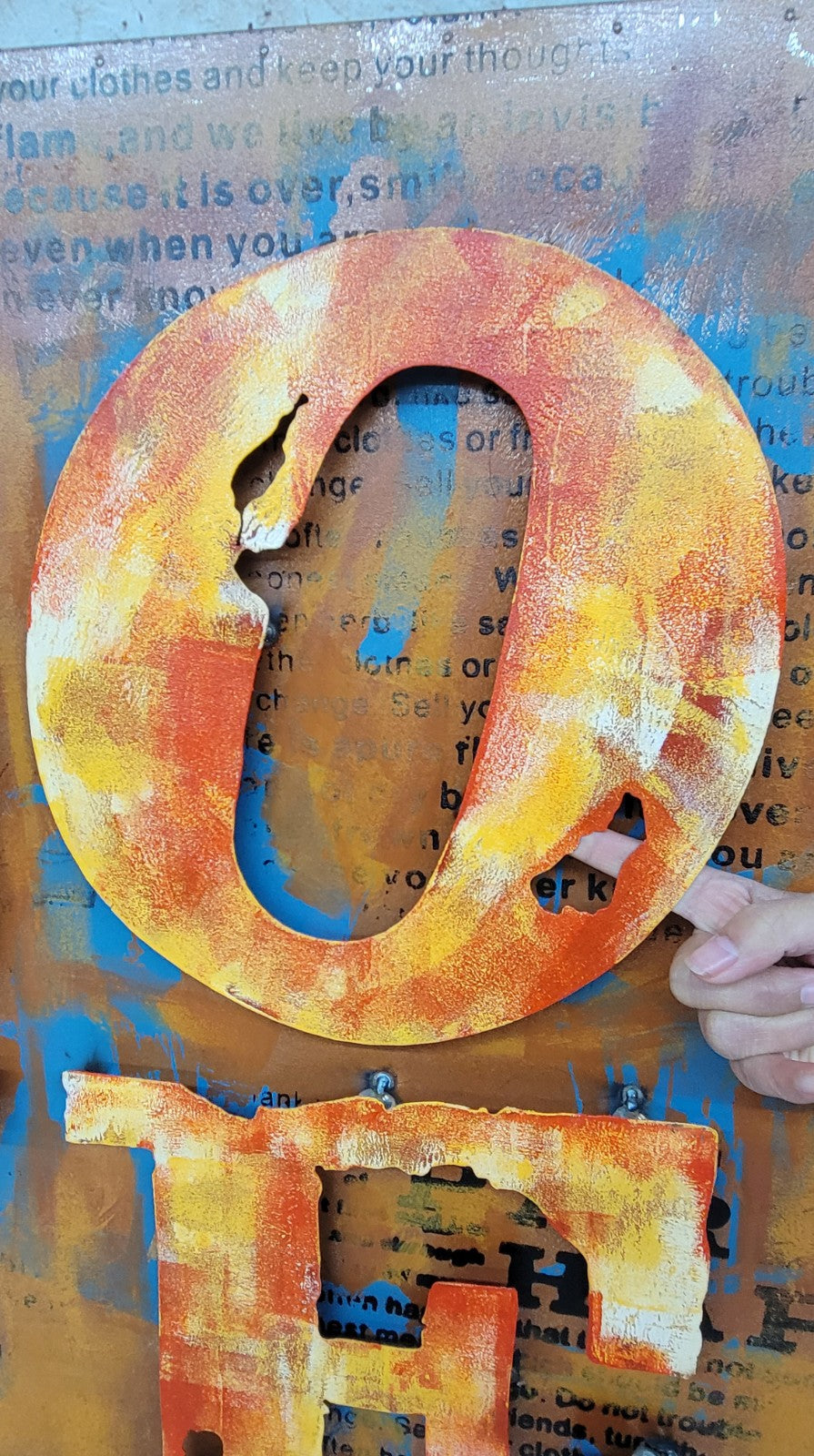 Romantic LOVE Wall Sculpture 3D Acrylic Painting on Metal Handmade Home Art