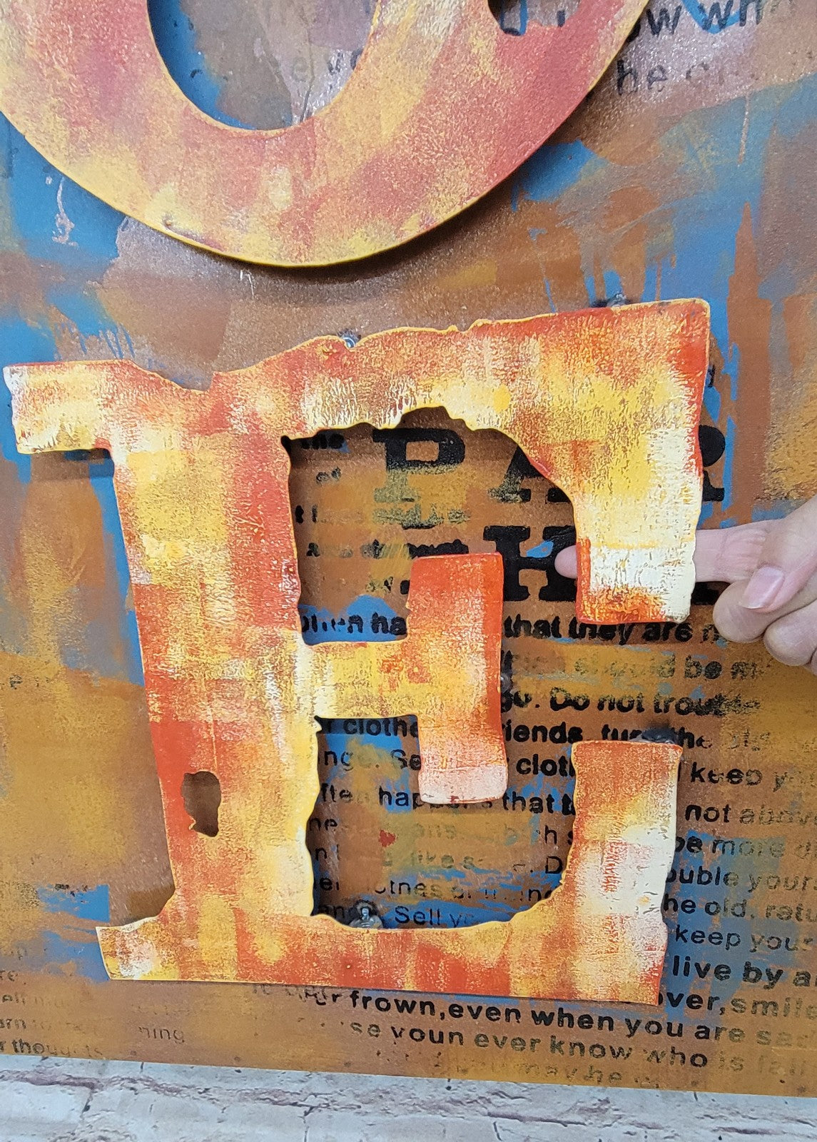 Romantic LOVE Wall Sculpture 3D Acrylic Painting on Metal Handmade Home Art