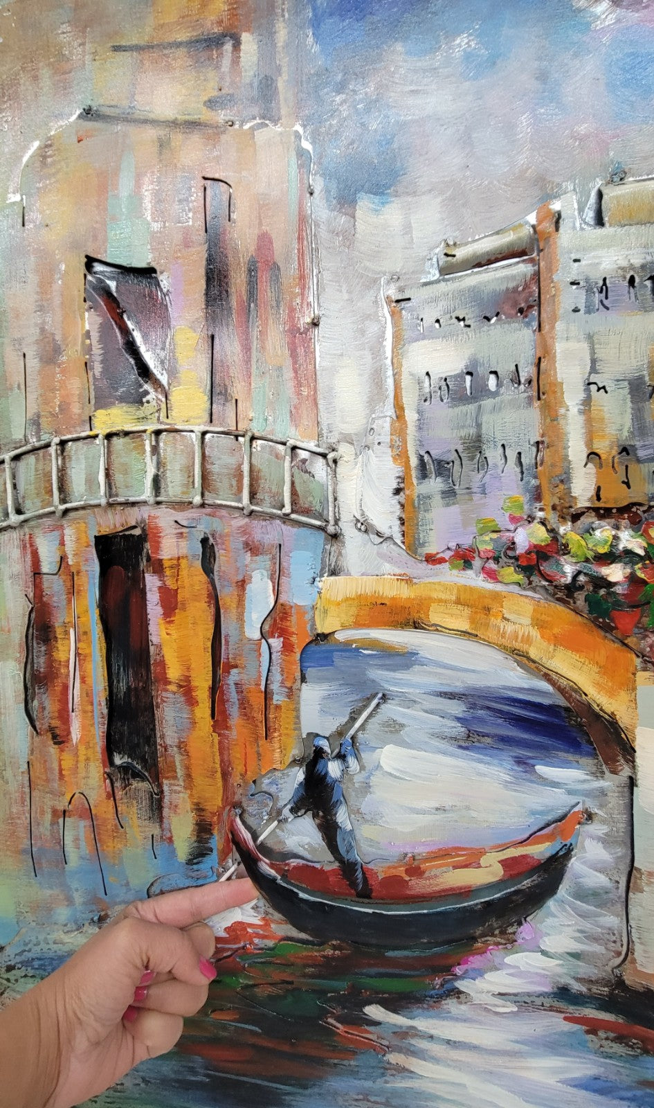 Buy Romantic Venice 3D Wall Art – Handcrafted Italian Oil Painting on Metal Canvas | Classic Fine Art for Home Décor