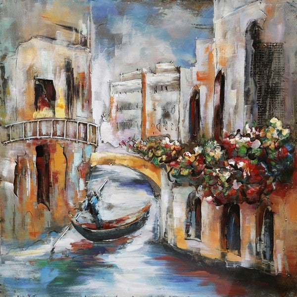 Buy Romantic Venice 3D Wall Art – Handcrafted Italian Oil Painting on Metal Canvas | Classic Fine Art for Home Décor