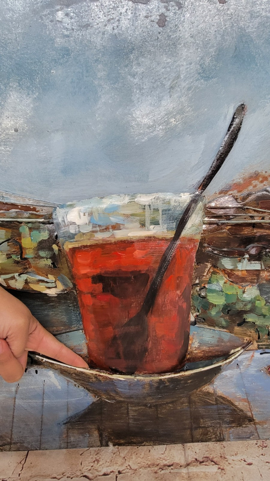 Collectible fine art by European Bronze Finery Romantic Scene Bridge 3-D Painting