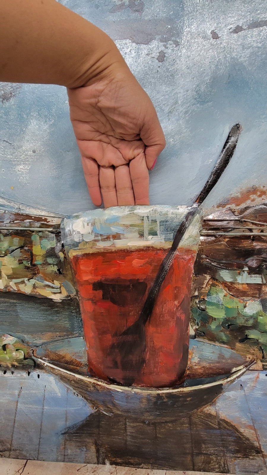 Collectible fine art by European Bronze Finery Romantic Scene Bridge 3-D Painting