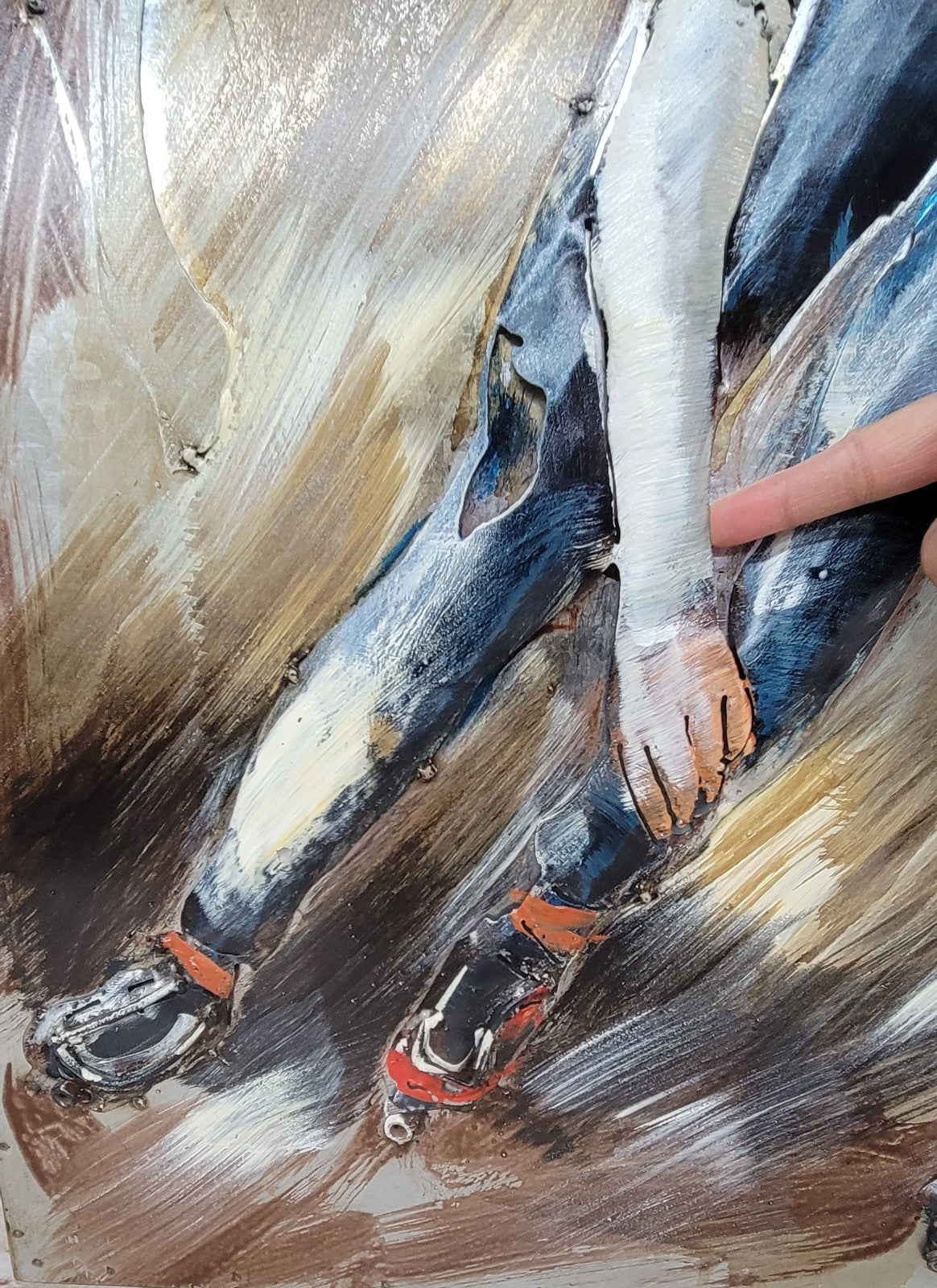 3D Speed Skaters Painting Handcrafted Acrylic Sports Wall Art for Ice Lovers Sale