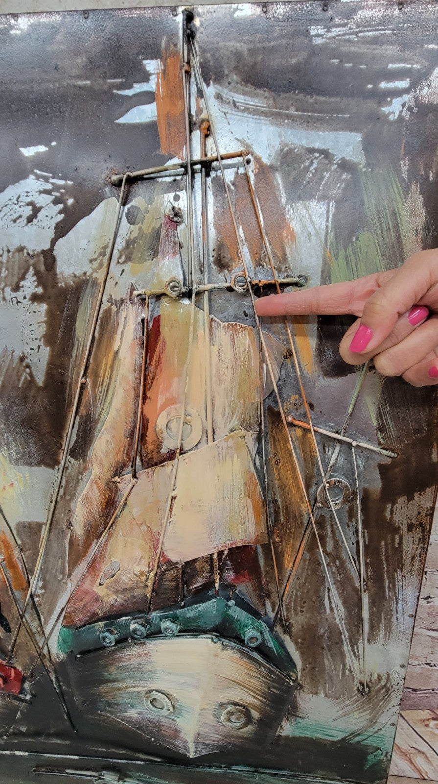 Abstract Sailboat Painting 3D Modern Oil Painting on Canvas Large Wall Art