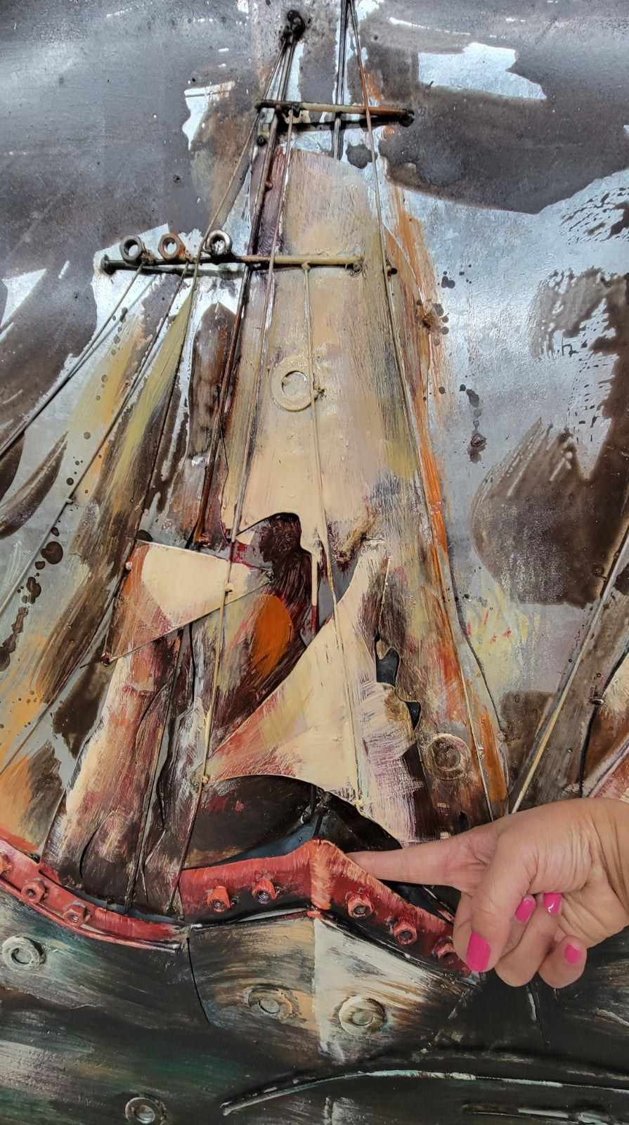 Abstract Sailboat Painting 3D Modern Oil Painting on Canvas Large Wall Art