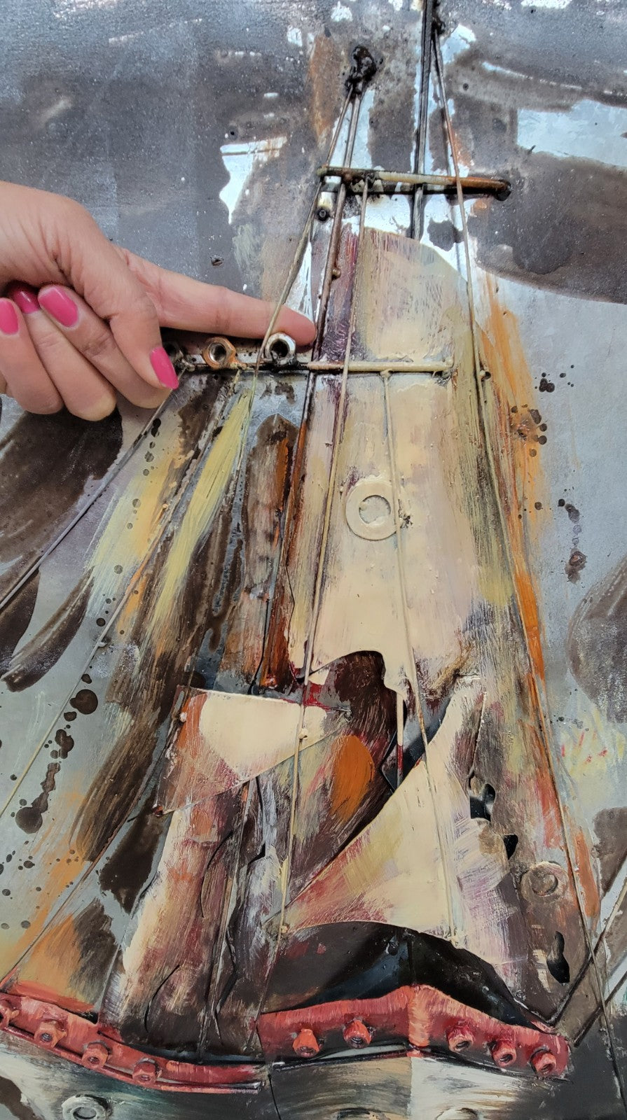 Abstract Sailboat Painting 3D Modern Oil Painting on Canvas Large Wall Art