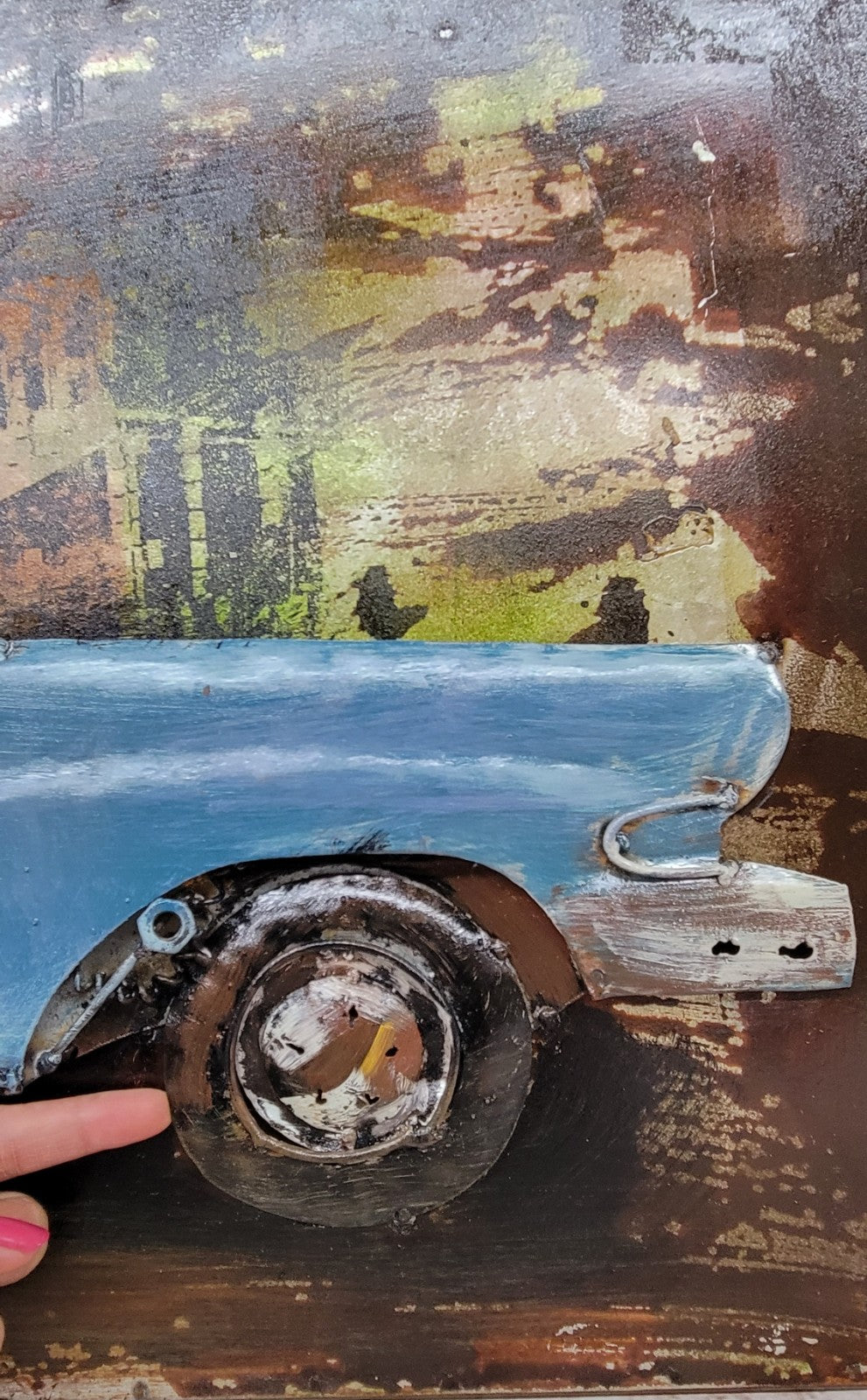 Blue American Muscle Car – 3 Dimensional Painting Hand Made Fine Art