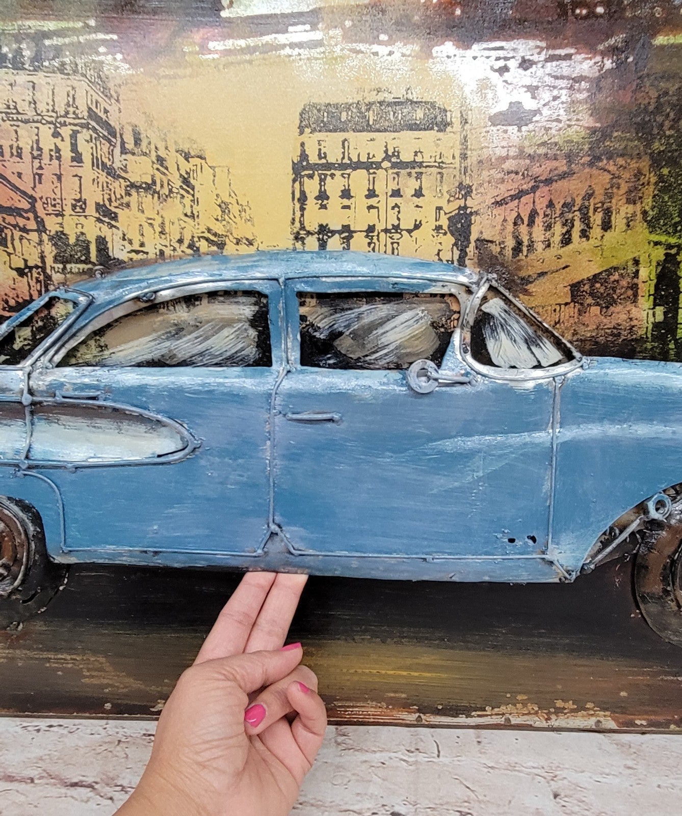 Blue American Muscle Car – 3 Dimensional Painting Hand Made Fine Art