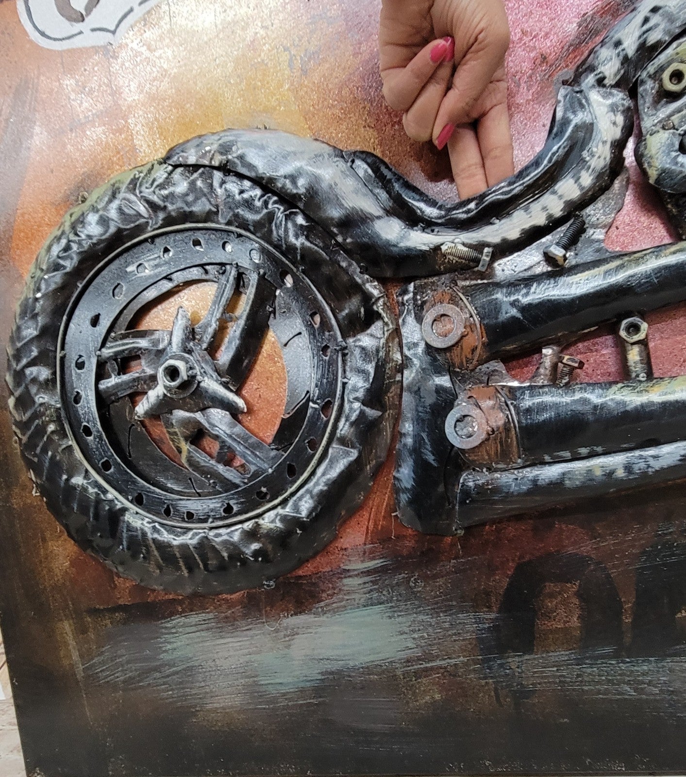 3D Wall Art, Motorcycle, Oil Painting Harley Davidson Bike Canvas Frame Sale