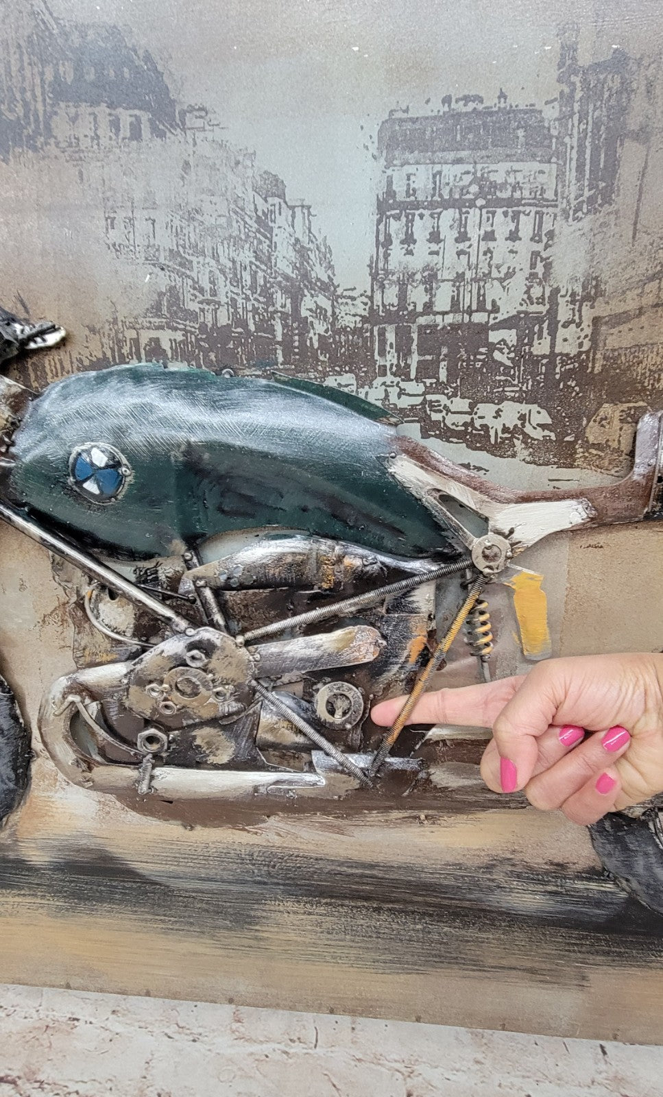 BMW MOTORCYCLE PAINTINGS FINE ART HAND MADE WALL MOUNT SCULPTURE FIGURINE