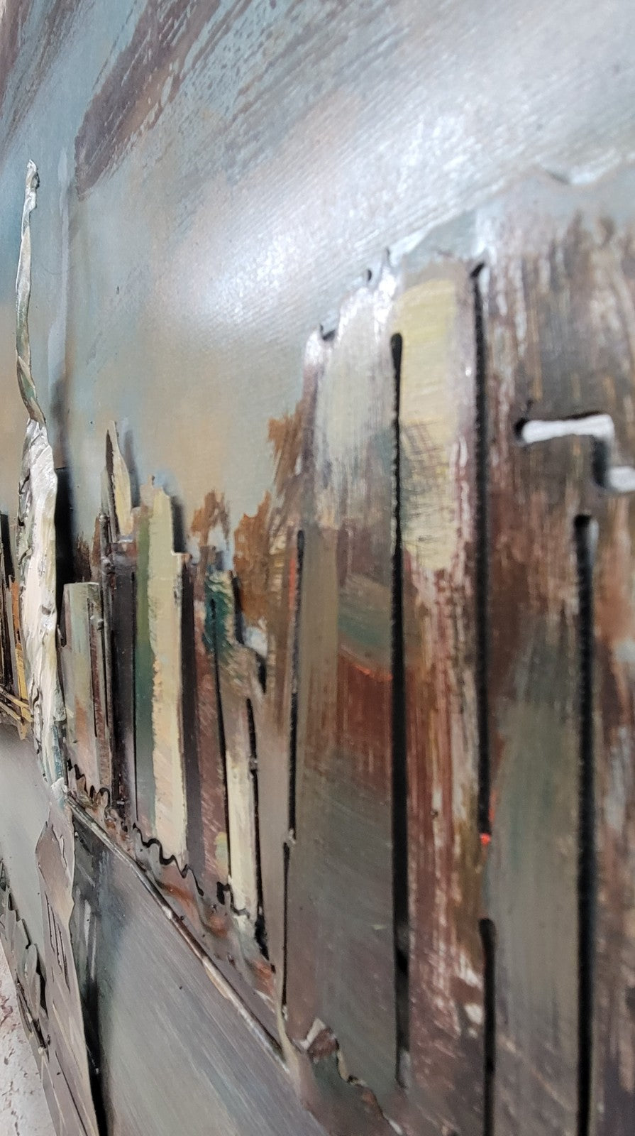 Abstract Modern Artwork Art 3D Wall Mount Painting on all Metal Canvas NEW