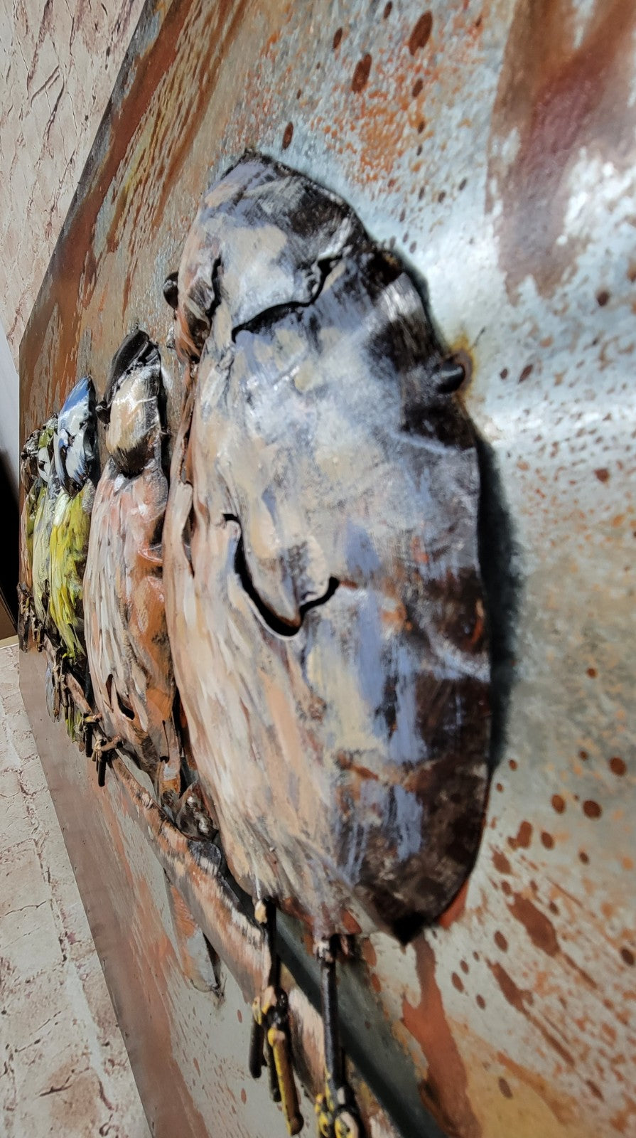 Sculpture Bird Colorful Tree Modern Wallmount Painting 3D Art Home office Decor