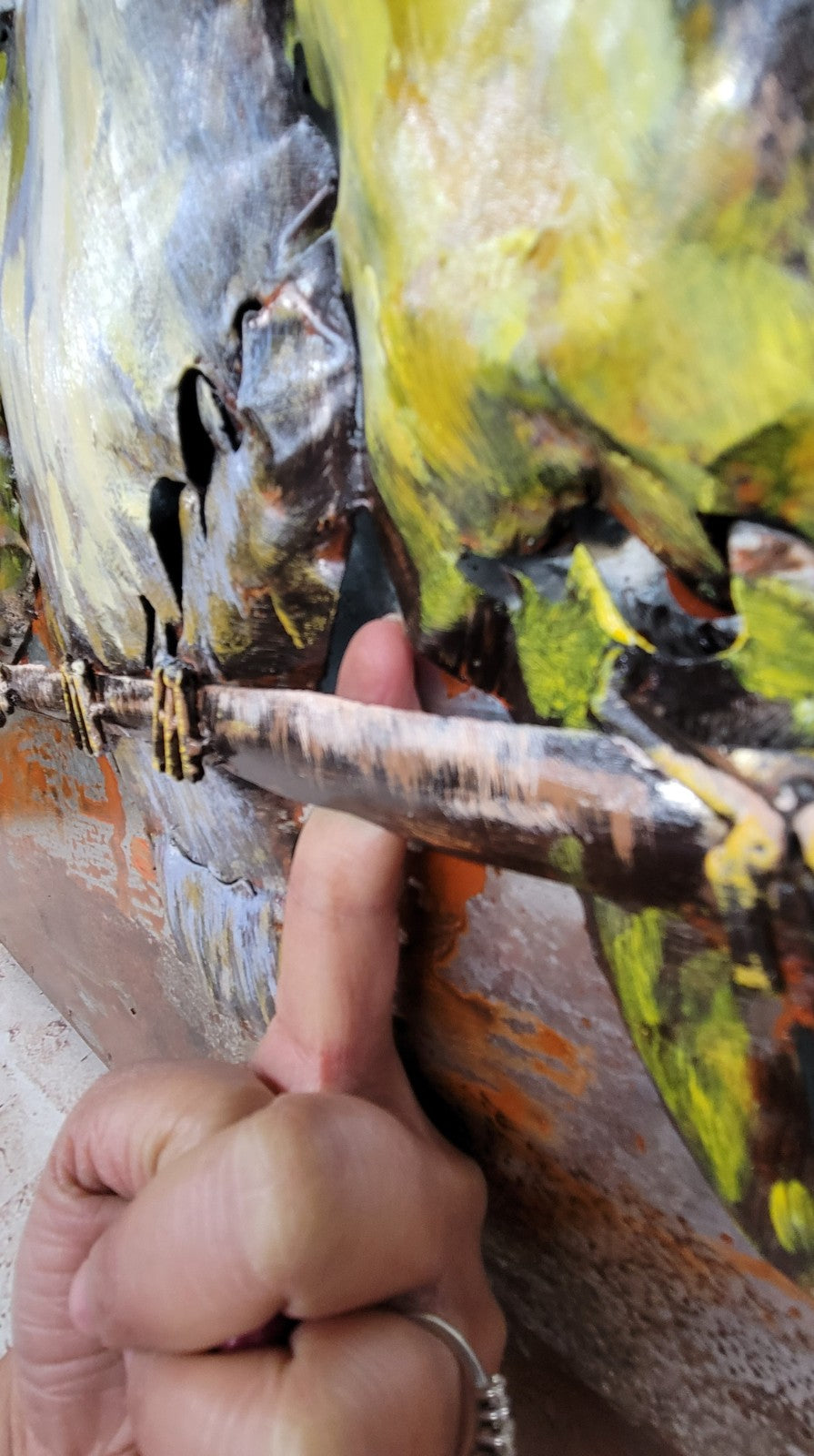 Sculpture Bird Colorful Tree Modern Wallmount Painting 3D Art Home office Decor