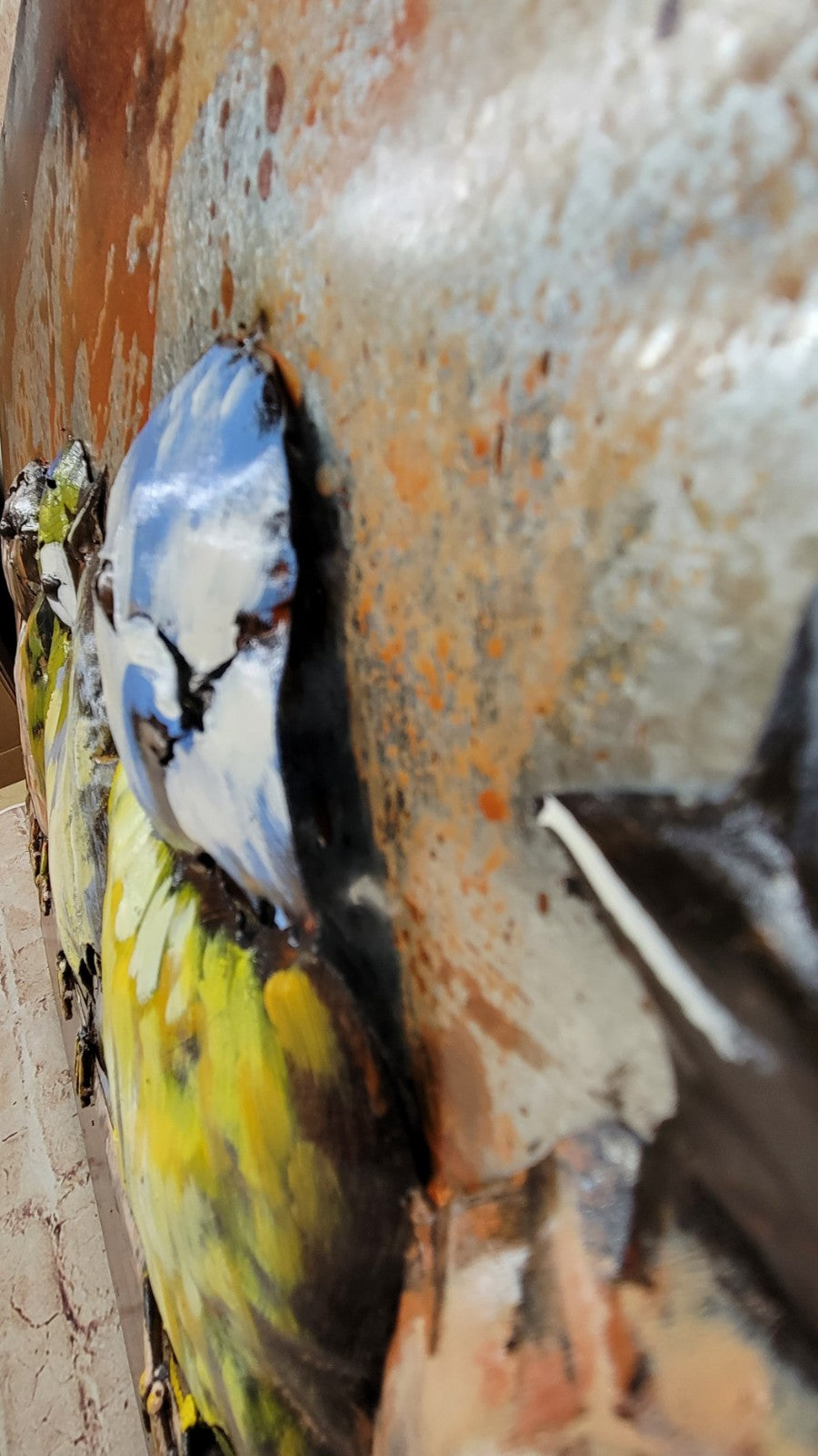 Sculpture Bird Colorful Tree Modern Wallmount Painting 3D Art Home office Decor