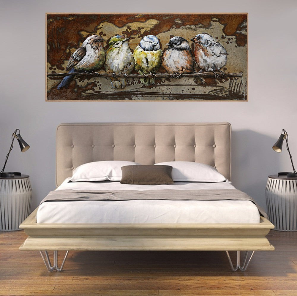 Sculpture Bird Colorful Tree Modern Wallmount Painting 3D Art Home office Decor