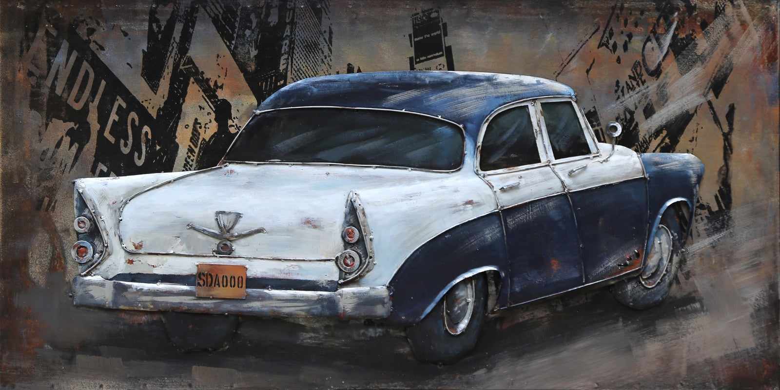 Rusty Canvas Wall Art: Old Var Drawing Paintings Metal 3D on Canvas Sale