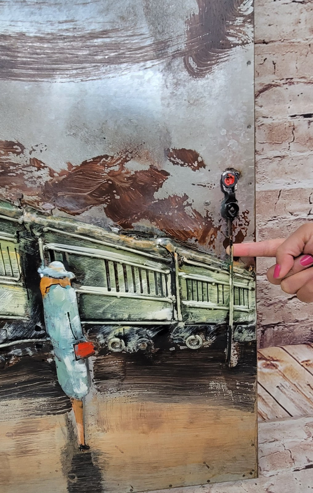 All Aboard - Metal Canvas Easy ti Hang 3-D Oil Painting Loving Couple Statue