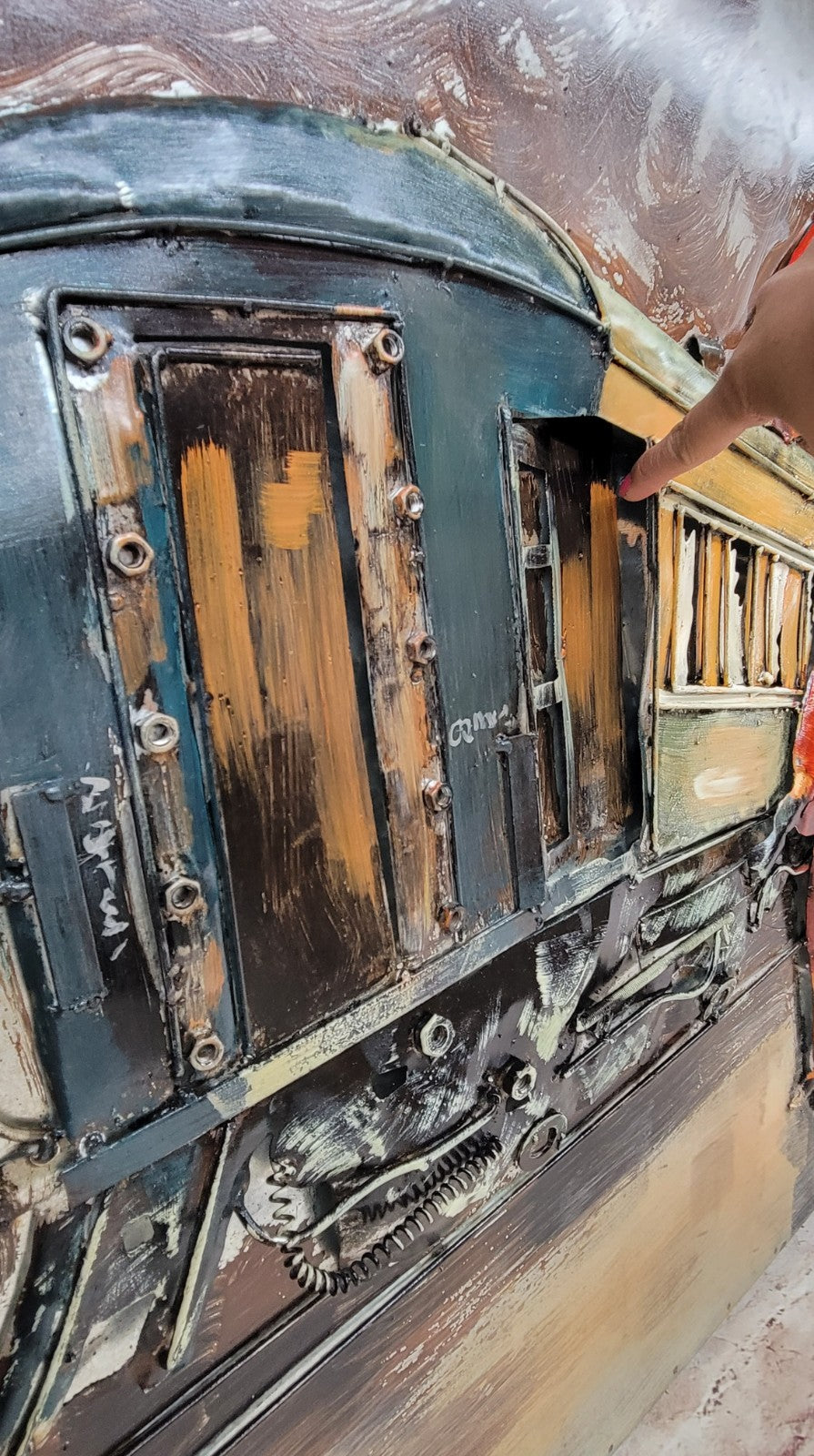 All Aboard - Metal Canvas Easy ti Hang 3-D Oil Painting Loving Couple Statue