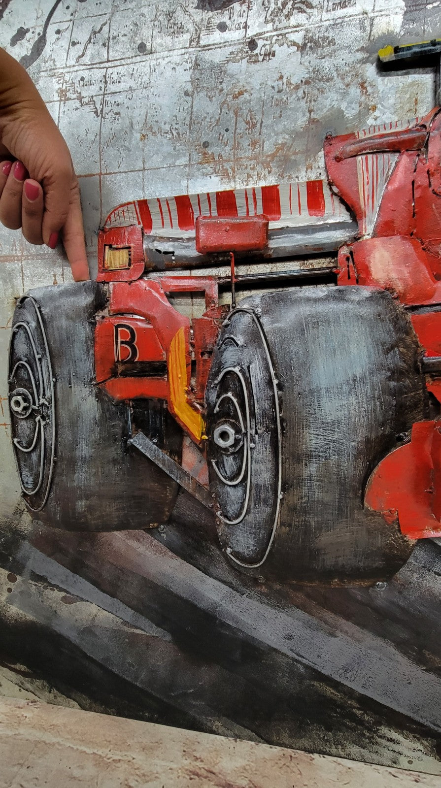 RACE CAR RACING PAINTINGS ORIGINAL 3-D ARTWORK METAL ON METAL OLI PAINTING ART