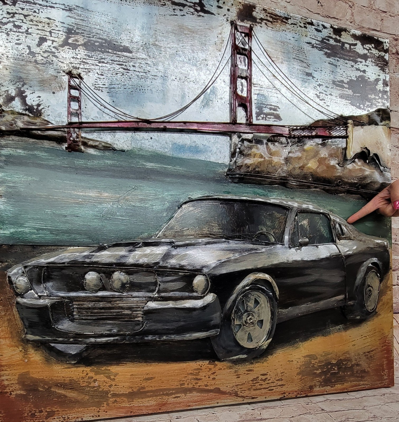 Vintage Classic Hot Rod Drag Race 3 Dimensional Wall Painting Art Large