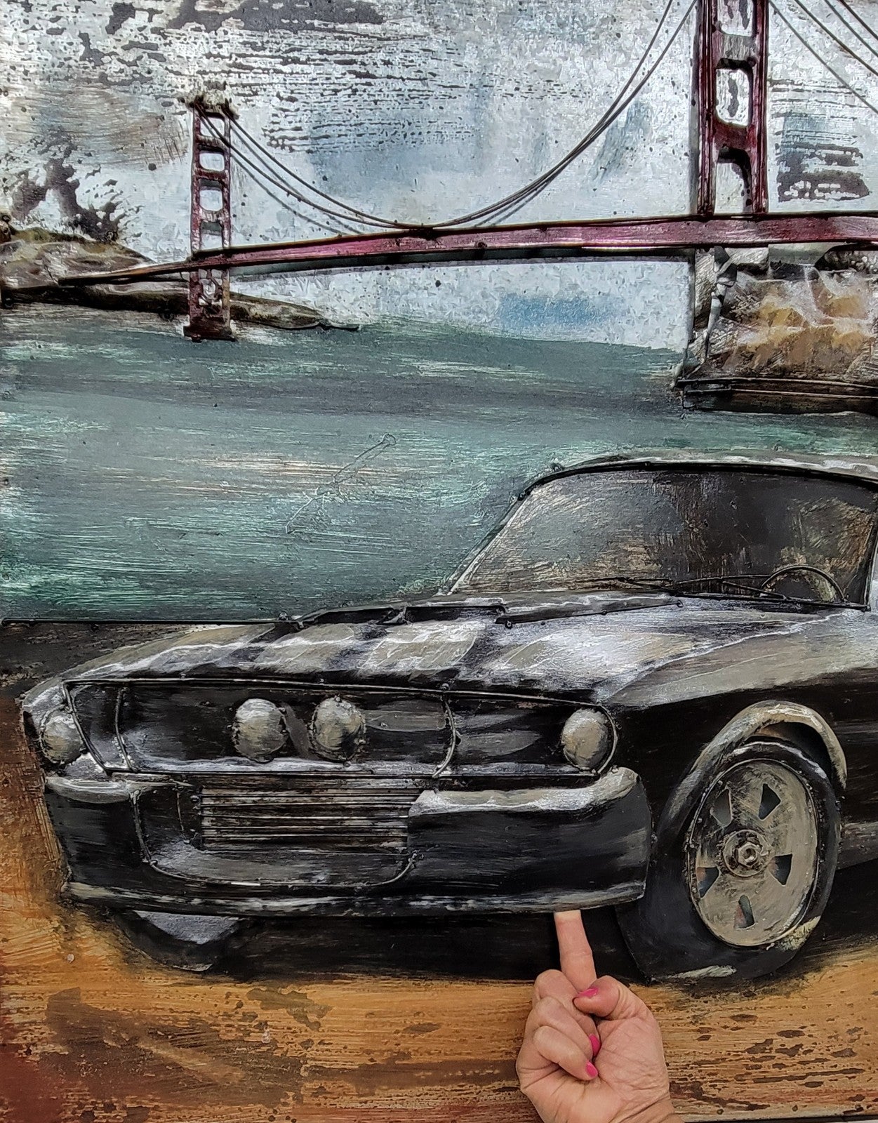 Vintage Classic Hot Rod Drag Race 3 Dimensional Wall Painting Art Large