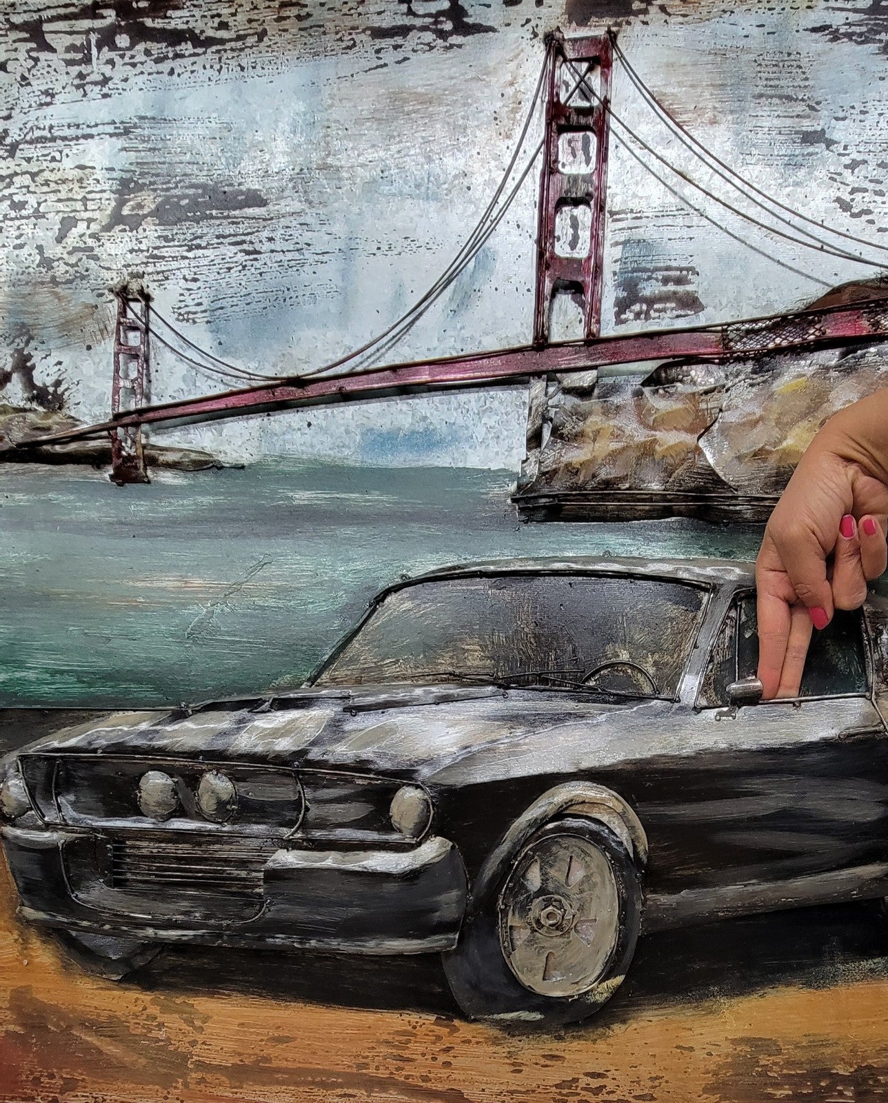 Vintage Classic Hot Rod Drag Race 3 Dimensional Wall Painting Art Large