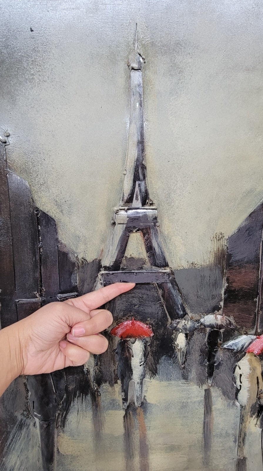 Tour de Eiffel View Wall Art In Rainy Day Large 32 by 32 Inches Metal Canvas