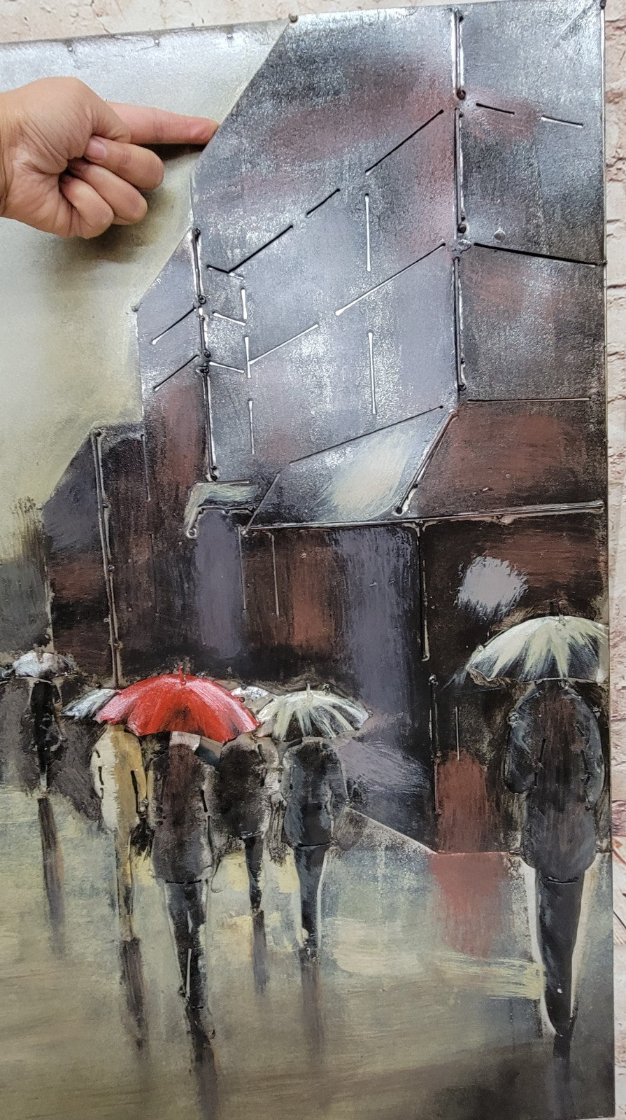 Tour de Eiffel View Wall Art In Rainy Day Large 32 by 32 Inches Metal Canvas