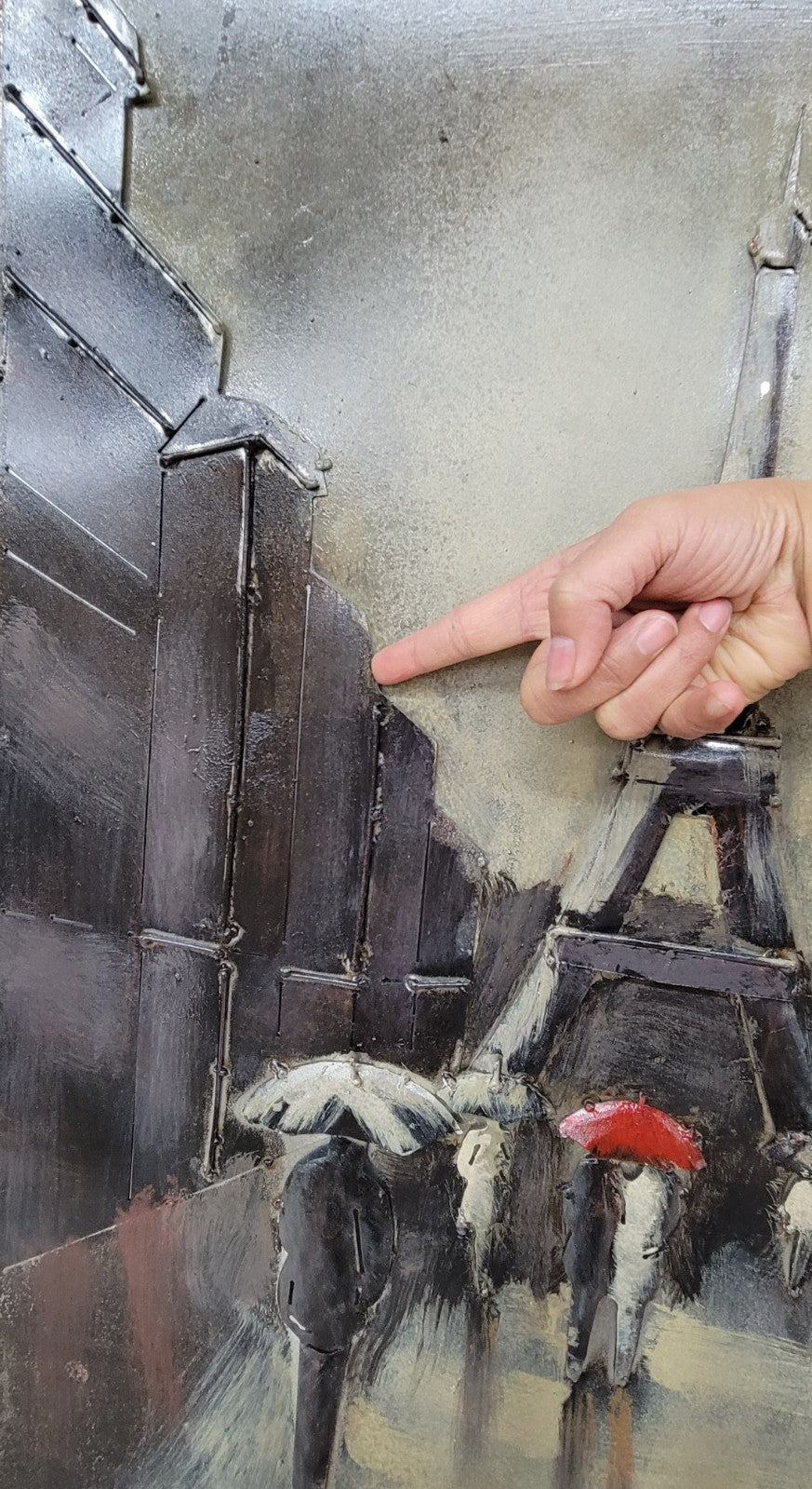 Tour de Eiffel View Wall Art In Rainy Day Large 32 by 32 Inches Metal Canvas