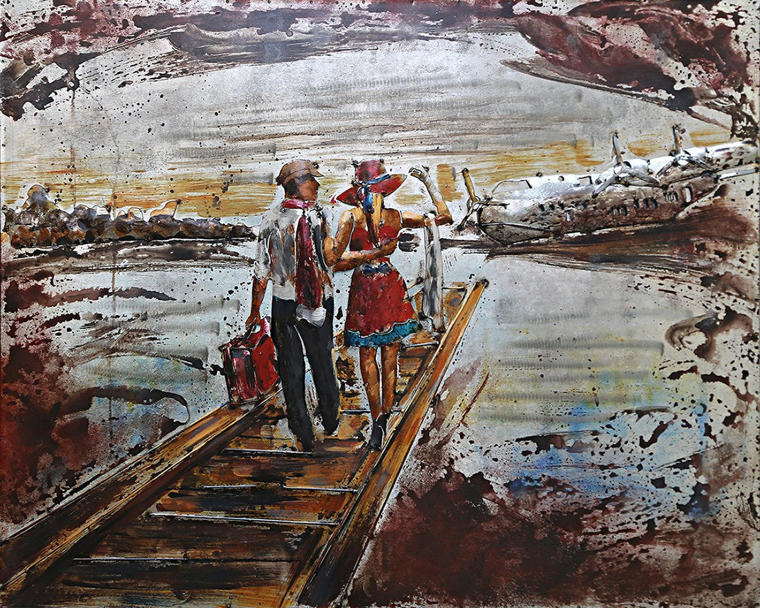 Buy Hugging Couple Painting – Romantic 3D Metal Wall Art for Home & Office