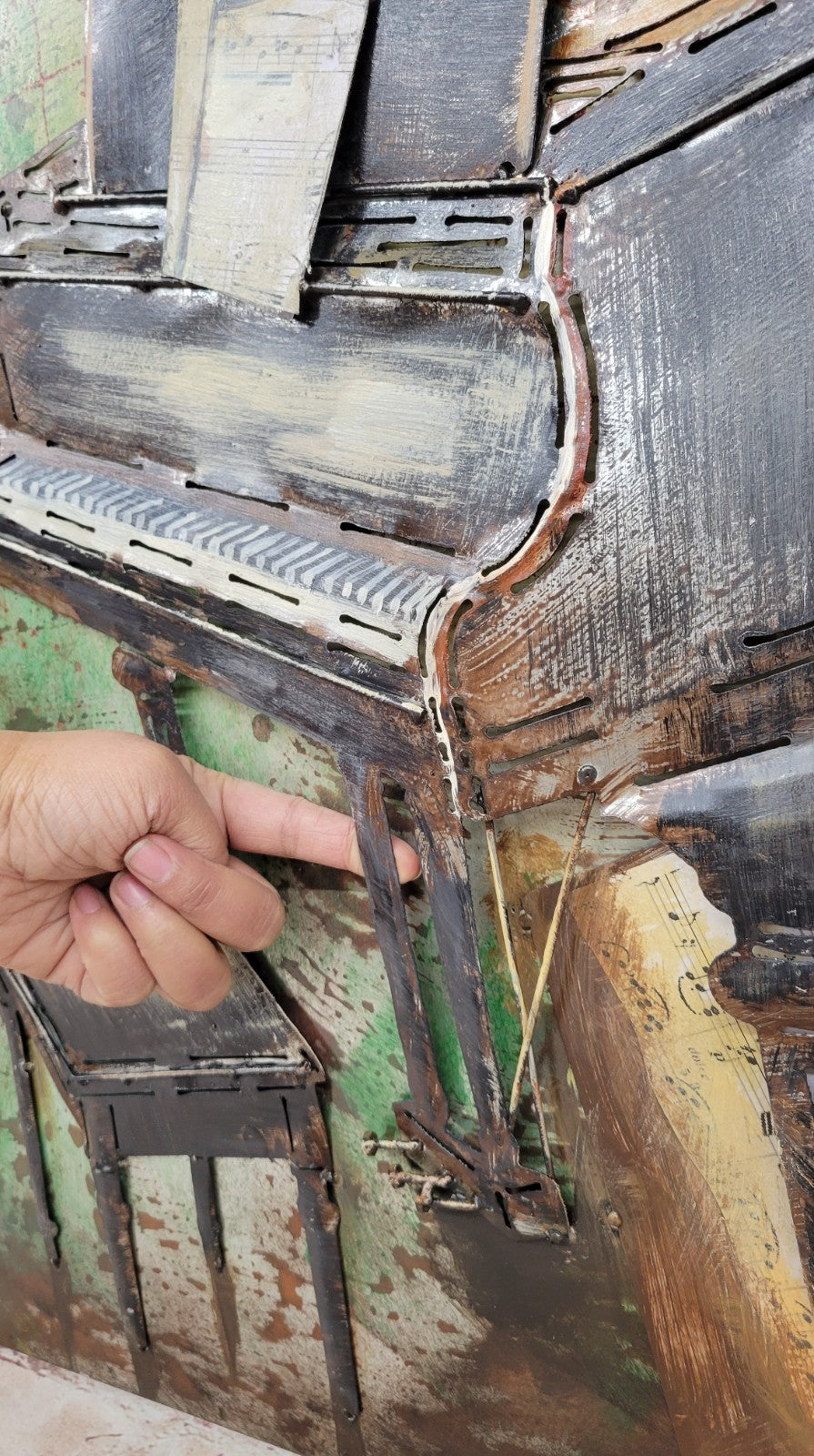 3D- Piano Oil Art Painting Piano Music Lover Perfect Gift Hand Made Artwork